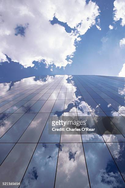 reflection in skyscraper windows - trapezoid stock pictures, royalty-free photos & images