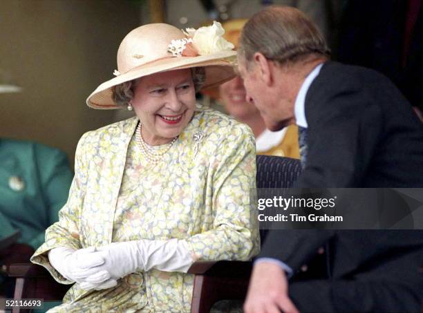 Queen & Prince Philip Chatting Together During A Visit To Vukuzakhe High School In Durban South Africa, March 23, 1995.