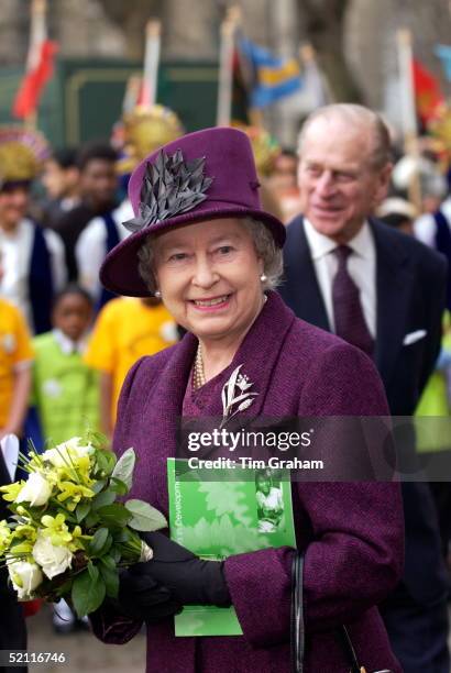 Happy And Smiling Queen Elizabeth Ll Leaves Westminster Abbey After Attending The Observance For Commonwealth Day Service. The Commonwealth Heads Of...