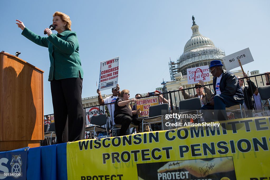 Teamsters Hold Rally At Capitol Protesting Pension Cuts