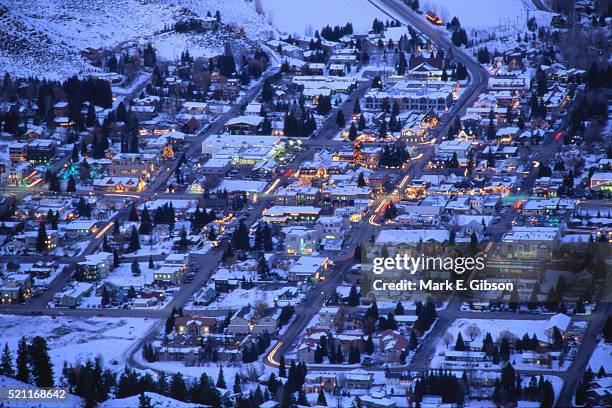 ketchum at dusk - ketchum idaho stock-fotos und bilder