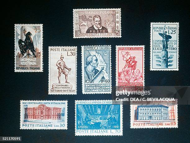 Postage stamps commemorating the history of Italy. Italy, 20th century. Italy