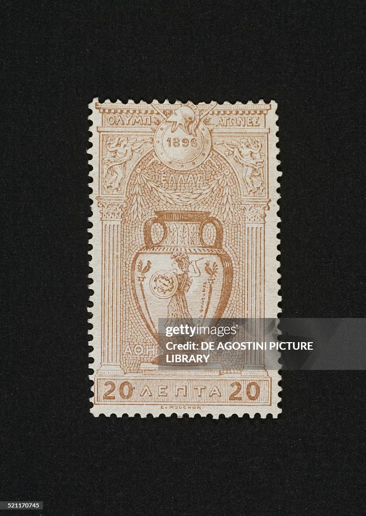 Postage stamp depicting vase