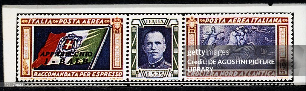 Air-mail triptych stamps...