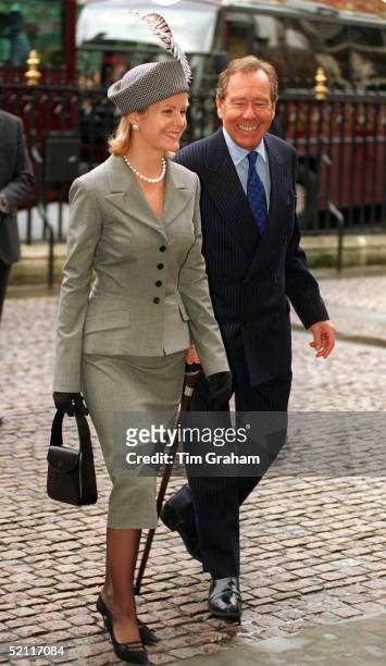 Viscountess Serena Linley & The Earl Of Snowdon At A Thanksgiving Service At Westminster Abbey, London, To Mark The Royal Golden Wedding Anniversary