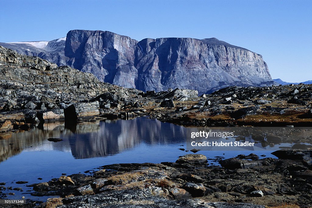 Mountain Plateau Relecting in Pool of Water