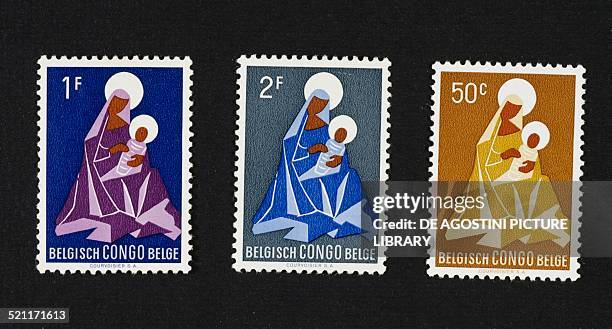 Series of Christmas stamps depicting the Madonna and Child. Belgian Congo, 20th century. Congo