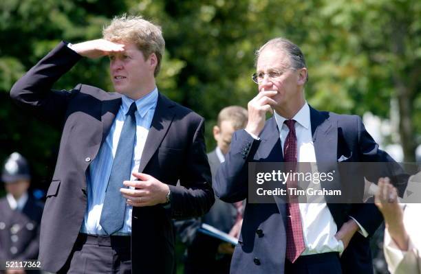 Diana's Brother Charles Earl Spencer And His Brother-in-law Sir Robert Fellowes At The Opening Of The Fountain Built In Memory Of Diana, Princess Of...