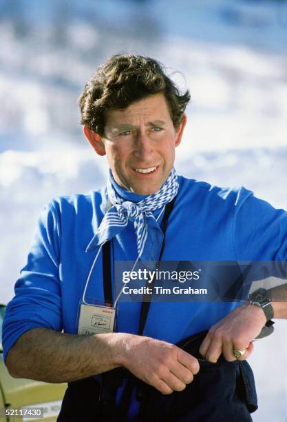 Prince Charles During A Skiing Holiday In Klosters, Switzerland