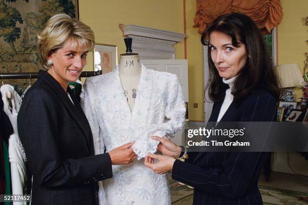 The Princess Of Wales With Fashion Designer, Catherine Walker Inside Kensington Palace