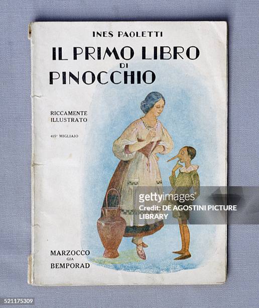 Cover of Il primo libro di Pinocchio by Ines Paoletti, children's primer, published by Marzocco Bemporad. Italy, 20th century. Milan, Museo Del...