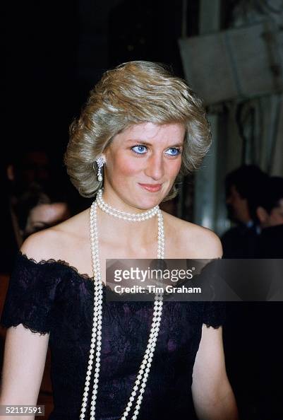 Diana Princess Of Wales Attending An Evening Function During A Visit ...
