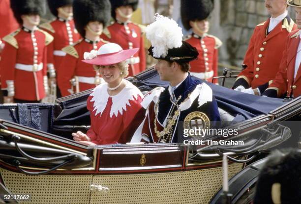 The Prince And Princess Of Wales Taking Part In The Garter Ceremony At Windsor Castle