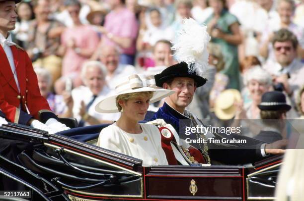 The Prince And Princess Of Wales Taking Part In The Garter Ceremony At Windsor Castle