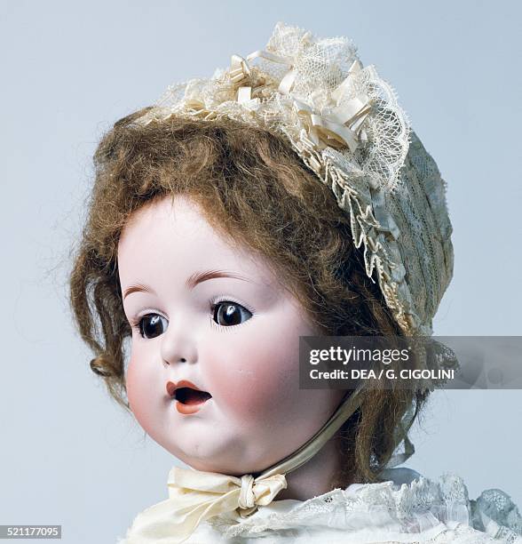 Baby doll No 996 with bonnet, bisque head doll made ??by Armand Marseille, 1930. Germany, 20th century. Detail. Germany