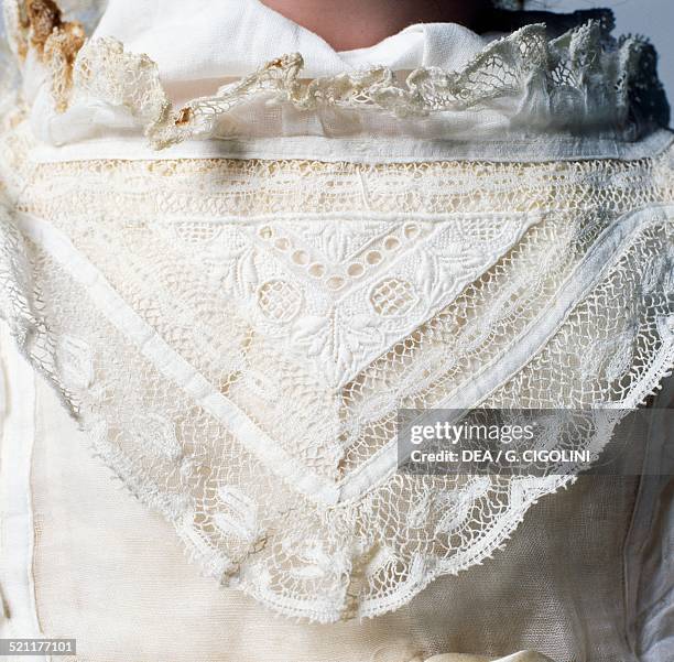 Lace collar, detail of Baby doll No 996, made by Armand Marseille. Germany, 20th century. Germany