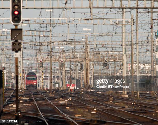 zurich main station - railroad track field - signal box stock pictures, royalty-free photos & images