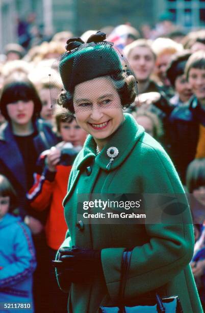 Queen Elizabeth II On A Walkabout In Worcester