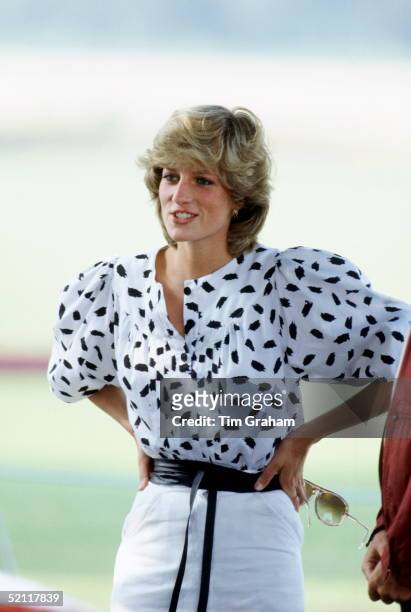 Princess Diana Watching A Polo Match In Cirencester.