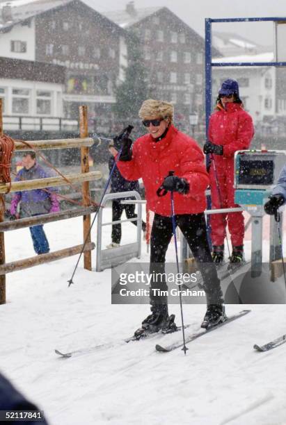 Princess Diana During A Skiing Holiday In Lech, Austria.