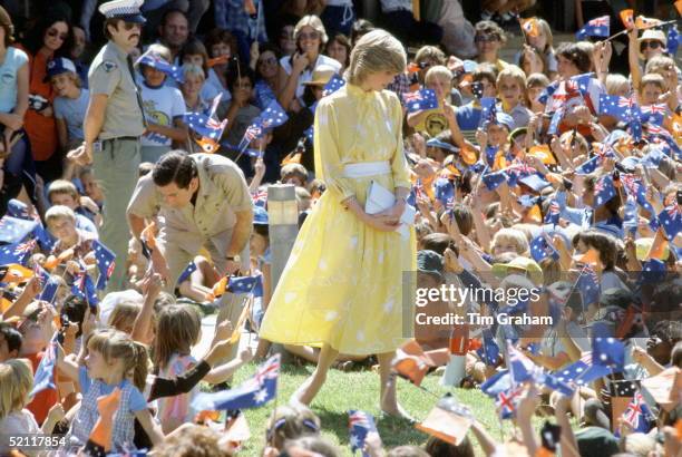 The Prince And Princess Of Wales Meeting School Children During A Trip To Alice Springs