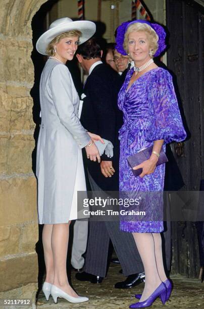 Princess Diana With Her Mother, Frances Shand-kydd, At The Wedding Of Viscount Spencer And Victoria Lockwood At The Church Of Saint Mary The Virgin...