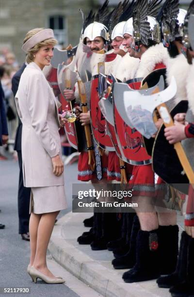 Princess Diana Meeting 'vikings' During Her Visit To The Shetland Isles