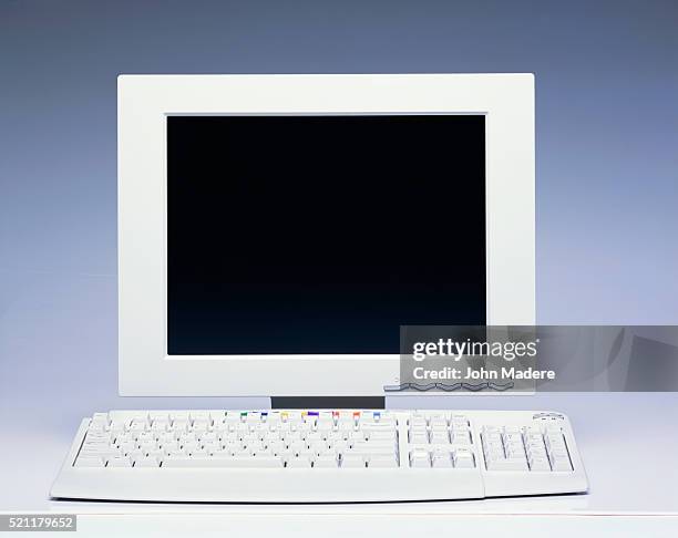 flat screen monitor and keyboard - archival stock pictures, royalty-free photos & images