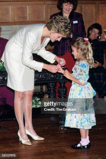 Princess Diana Presenting Awards To Leprosy Mission Volunteers At Lambeth Palace.