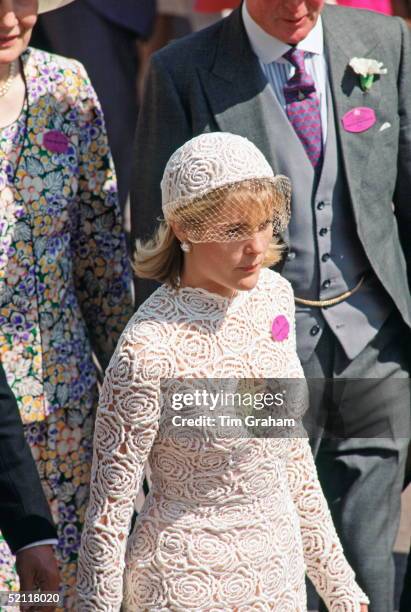 Viscountess Serena Linley At Ascot Races. Her Dress Is By Designer Hervey Leger.