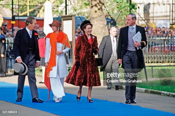The Earl Of Snowdon, Lady Sarah Armstrong-jones And Princess Margaret Arriving For David Linley's Wedding.