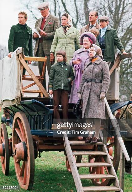 Earl Of Snowdon, Princess Margaret, Lady Sarah Armstrong-jones, The Queen, Queen Mother, Prince Andrew And Prince Philip At The Badminton Horse...