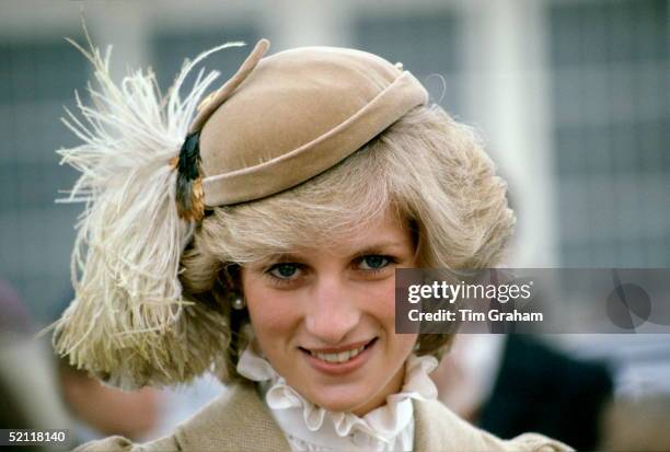 Princess Diana Wearing A Hat With Feather During A Visit To Christchurch, New Zealand