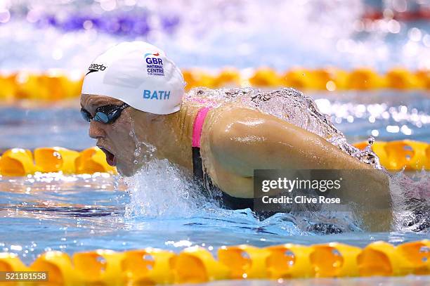 Jemma Lowe of Great Britain in action during the Women's 200m Butterfly Final on day three of the British Swimming Championships at Tollcross...