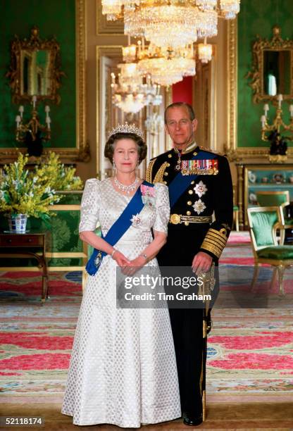 The Queen And Prince Philip In The Green Room, Windsor Castle, November 20, 1987.