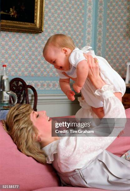 The Princess Of Wales Holding Her Baby Son, Prince William, At Home In Kensington Palace