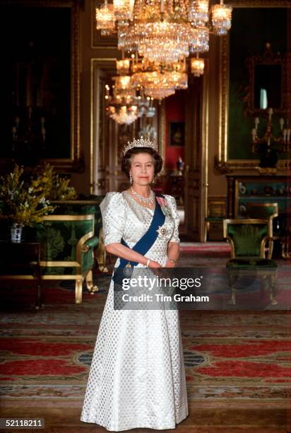 The Queen In The Green Room At Home In Windsor Castle