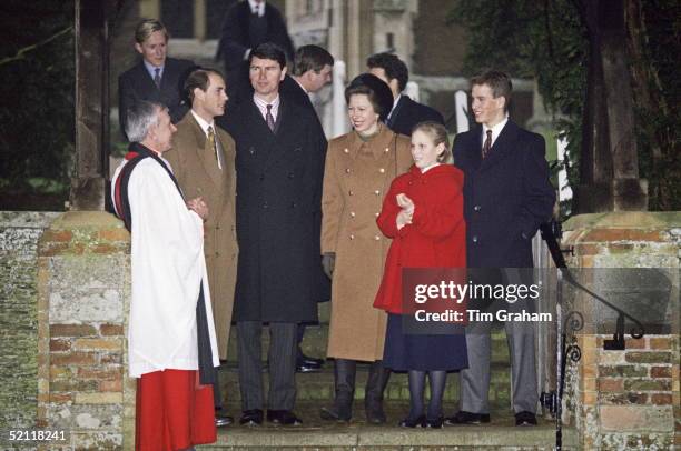 Prince Edward, Timothy Laurence, Princess Anne, Zara Phillips And Peter Phillips At Sandringham For The Christmas Day Service.