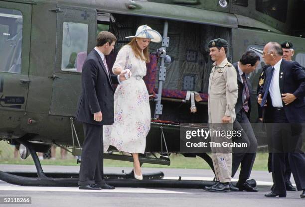 The Duke And Duchess Of York Arriving In Cobourg As Part Of Their Canadian Tour. Prince Andrew Is Holding The Duchess Of York's Hand To Help Her Step...