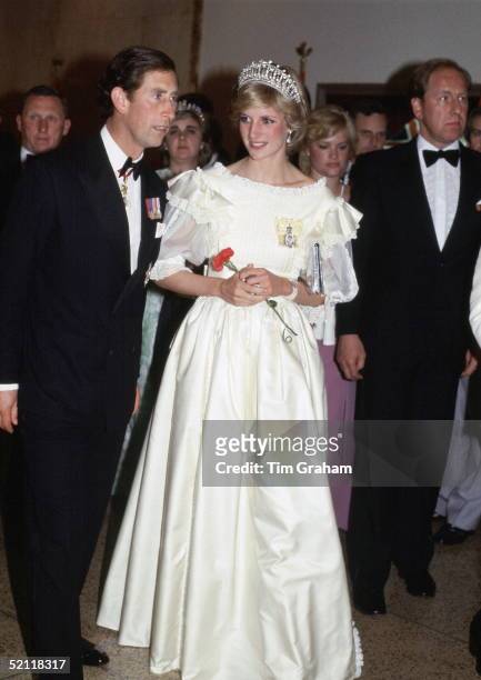 The Prince And Princess Of Wales Attending A Banquet During Their Official Tour Of Canada. She Is Wearing A Dress Designed By Fashion Designer Gina...