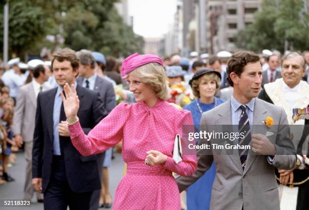 The Prince And Princess Of Wales During A Walkabout In Perth, Australia