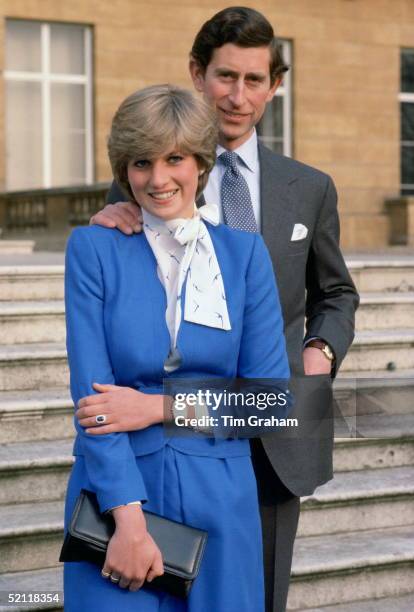 Prince Charles And Lady Diana Spencer At Buckingham Palace On The Day Of Announcing Their Engagement