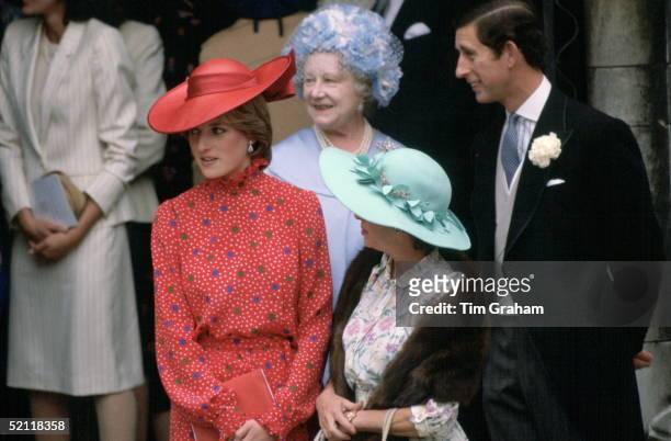 Princess Diana Joining Prince Charles, The Queen Mother And Princess Margaret For The Wedding Of Nicholas Soames In London