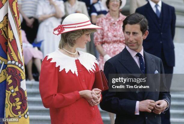 Princess Diana And Prince Charles In Edmonton During An Official Visit Of Canada.