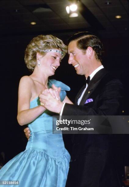 Princess Diana And Prince Charles Dancing In Melbourne During Their Royal Tour Of Australia.