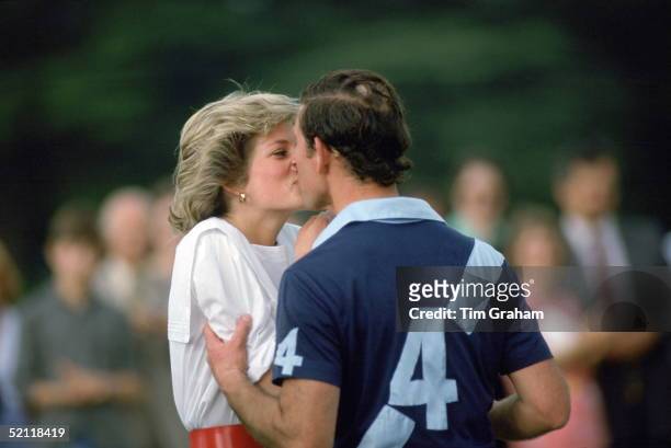 Kiss For Princess Diana From Prince Charles After She Presents Him With A Prize At Polo In Cirencester
