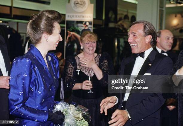 Princess Anne Laughing With Her Ex-husband, Mark Phillips, At A Fundraising Event For The British Equestrian Olympic 96 Team At Burberrys Store In...