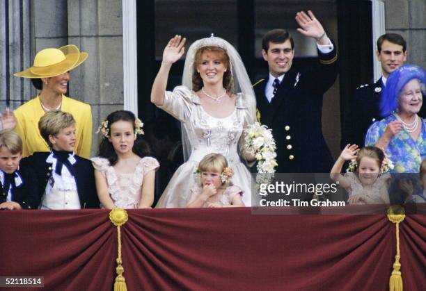 The Wedding Of Prince Andrew And Sarah Ferguson . Peter Phillips Is Second From The Left And His Sister Zara, Who Was A Bridesmaid, Is In Front Of...