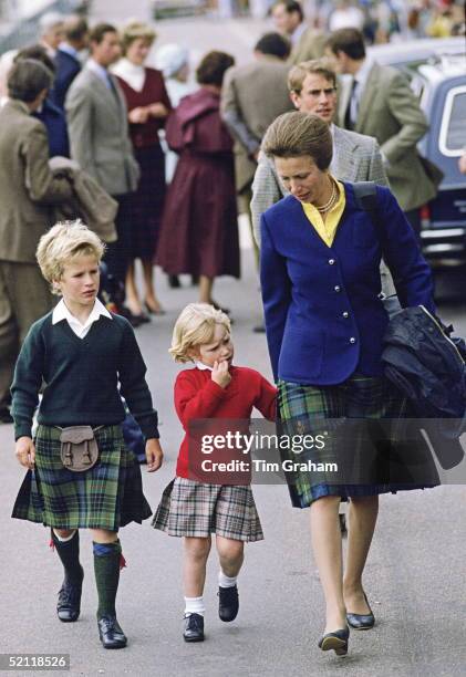 Zara And Peter Phillips With Their Mother, Princess Anne, Arriving In Scrabster, Scotland, For Their Holiday