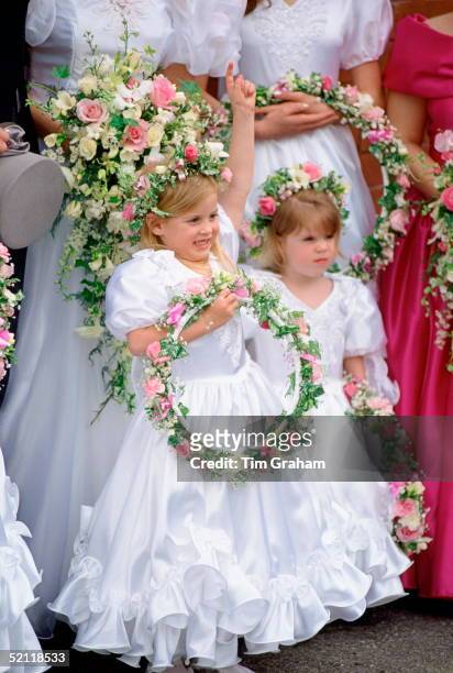 Princess Beatrice And Princess Eugenie As Bridesmaids At Alison Wardley Wedding.